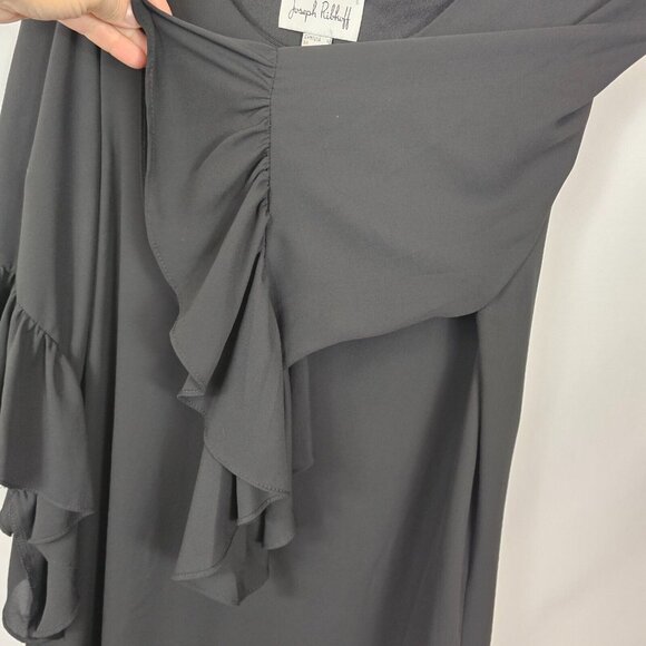 Whimsigoth Dark Academia Punk Rocker Flutter Sleeve Joseph Ribkoff Black 4 Top - Picture 11 of 14